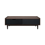 Manhattan Comfort Duane Mid-Century Modern Coffee Table Dark Brown and Black CT-11GLF-BK