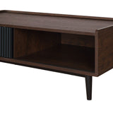 Manhattan Comfort Duane Mid-Century Modern Coffee Table Dark Brown and Black CT-11GLF-BK