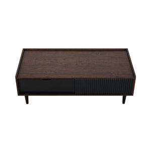 Manhattan Comfort Duane Mid-Century Modern Coffee Table Dark Brown and Black CT-11GLF-BK