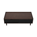 Manhattan Comfort Duane Mid-Century Modern Coffee Table Dark Brown and Black CT-11GLF-BK