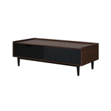 Manhattan Comfort Duane Mid-Century Modern Coffee Table Dark Brown and Black CT-11GLF-BK