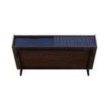 Manhattan Comfort Duane Mid-Century Modern Coffee Table Dark Brown and Navy Blue CT-11GLF-NB