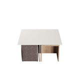 Haley Nested Coffee Table & Ottoman Set in Natural & Nude