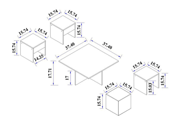 Haley Nested Coffee Table & Ottoman Set in Natural & Nude in Natural and Nude CT013-NN Manhattan Comfort