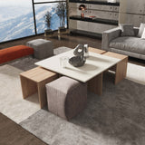 Haley Nested Coffee Table & Ottoman Set in Natural & Nude in Natural and Nude CT013-NN Manhattan Comfort