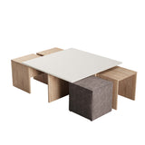 Haley Nested Coffee Table & Ottoman Set in Natural & Nude in Natural and Nude CT013-NN Manhattan Comfort