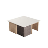 Haley Nested Coffee Table & Ottoman Set in Natural & Nude in Natural and Nude CT013-NN Manhattan Comfort