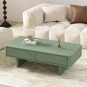 Manhattan Comfort Ella Coffee Table With Elegant Design And Dual Drawers For A Modern And Serene Home Atmosphere Sage Green Mdf Ct020-gr