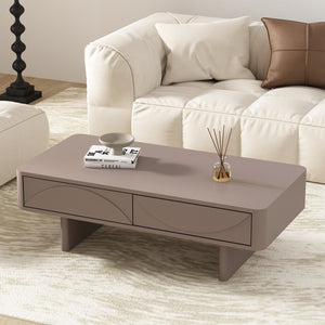 Manhattan Comfort Ella Coffee Table With Elegant Design And Dual Drawers For A Modern And Serene Home Atmosphere Mocha Mdf Ct020-mo