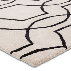 Jaipur Living City Arae Ct123 Tufted Handmade 60% Wool 40% Viscose Mid-century Modern Geometric Indoor Rug Ivory, Black 60% Wool 40% Viscose, 100% Polyester Rug158216