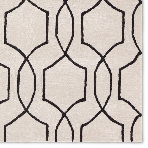 Jaipur Living City Arae Ct123 Tufted Handmade 60% Wool 40% Viscose Mid-century Modern Geometric Indoor Rug Ivory, Black 60% Wool 40% Viscose, 100% Polyester Rug158216