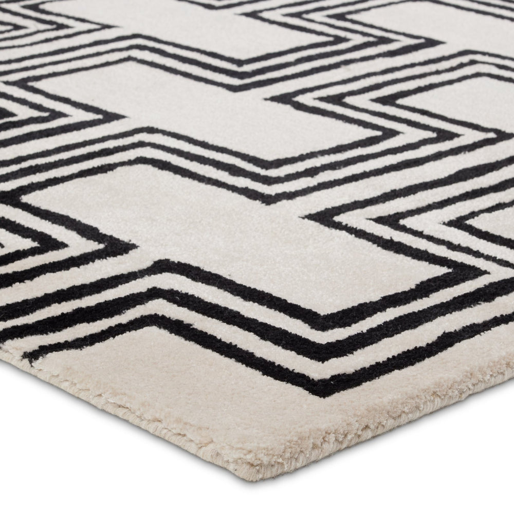 Jaipur Living City Karoun Ct124 Tufted Handmade 60% Wool 40% Viscose Mid-century Modern Geometric Indoor Rug Black, Cream 60% Wool 40% Viscose, 100% Polyester Rug158217