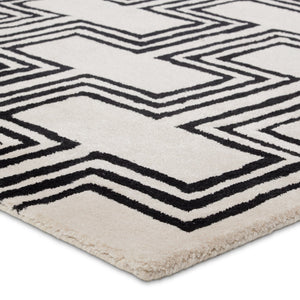Jaipur Living City Karoun Ct124 Tufted Handmade 60% Wool 40% Viscose Mid-century Modern Geometric Indoor Rug Black, Cream 60% Wool 40% Viscose, 100% Polyester Rug158217