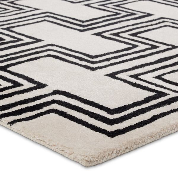 Jaipur Living City Karoun Ct124 Tufted Handmade 60% Wool 40% Viscose Mid-century Modern Geometric Indoor Rug Black, Cream 60% Wool 40% Viscose, 100% Polyester Rug158217