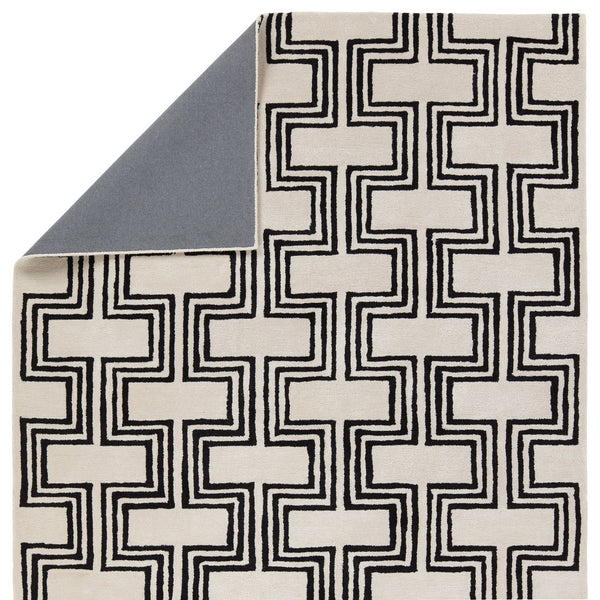 Jaipur Living City Karoun Ct124 Tufted Handmade 60% Wool 40% Viscose Mid-century Modern Geometric Indoor Rug Black, Cream 60% Wool 40% Viscose, 100% Polyester Rug158217