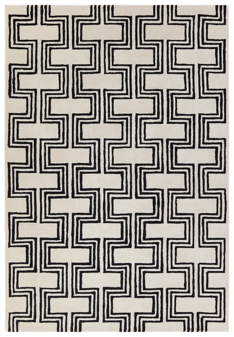 Jaipur Living City Karoun Ct124 Tufted Handmade 60% Wool 40% Viscose Mid-century Modern Geometric Indoor Rug Black, Cream 60% Wool 40% Viscose, 100% Polyester Rug158217