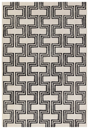 Jaipur Living City Karoun Ct124 Tufted Handmade 60% Wool 40% Viscose Mid-century Modern Geometric Indoor Rug Black, Cream 60% Wool 40% Viscose, 100% Polyester Rug158217