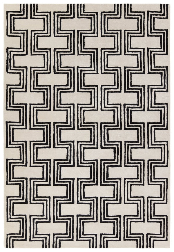 Jaipur Living City Karoun Ct124 Tufted Handmade 60% Wool 40% Viscose Mid-century Modern Geometric Indoor Rug Black, Cream 60% Wool 40% Viscose, 100% Polyester Rug158217