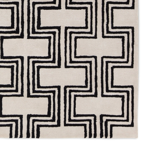 Jaipur Living City Karoun Ct124 Tufted Handmade 60% Wool 40% Viscose Mid-century Modern Geometric Indoor Rug Black, Cream 60% Wool 40% Viscose, 100% Polyester Rug158217