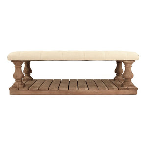 Zentique Bellamy Linen Tufted Ottoman with Solid Oak Frame — Versatile Bench, Coffee Table Substitute, 55"W CT500-Z E272 A003