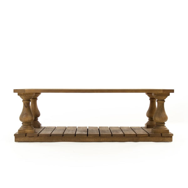 Zentique Bellamy Solid Pine Coffee Table with Tapered Legs — Rustic-Modern Centerpiece, Durable Finish, 55.25" W CT500 701
