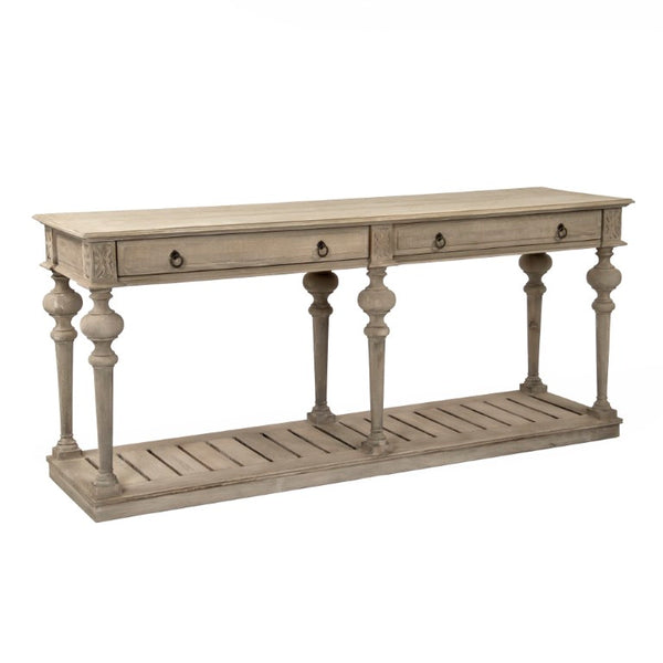 Zentique Peyton Solid Oak Console Table with Warm Finish, Spacious Surface & Versatile Storage for Entryways CT696 E272-10