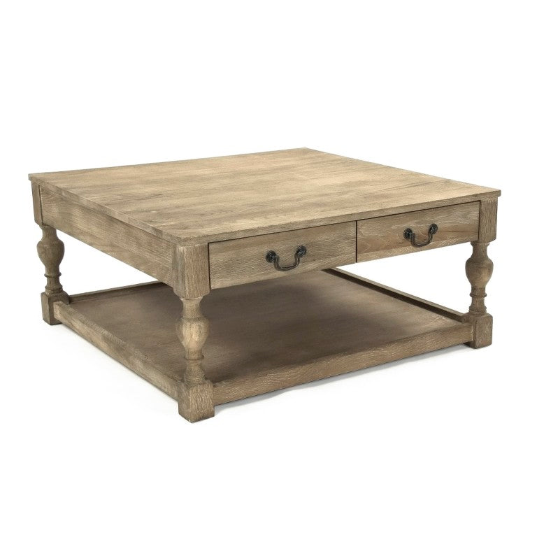 Zentique Eros Solid Oak Coffee Table — Minimalist Low-Profile 39.5" Round Table, Hand-Finished Warm Wood Elegance CT755
