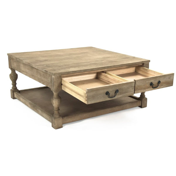 Zentique Eros Solid Oak Coffee Table — Minimalist Low-Profile 39.5" Round Table, Hand-Finished Warm Wood Elegance CT755