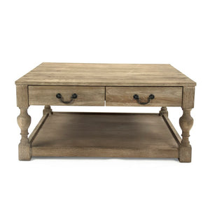 Zentique Eros Solid Oak Coffee Table — Minimalist Low-Profile 39.5" Round Table, Hand-Finished Warm Wood Elegance CT755