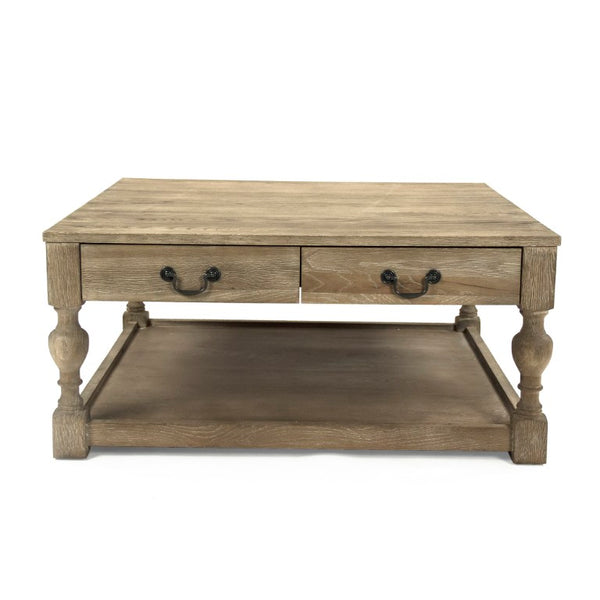Zentique Eros Solid Oak Coffee Table — Minimalist Low-Profile 39.5" Round Table, Hand-Finished Warm Wood Elegance CT755