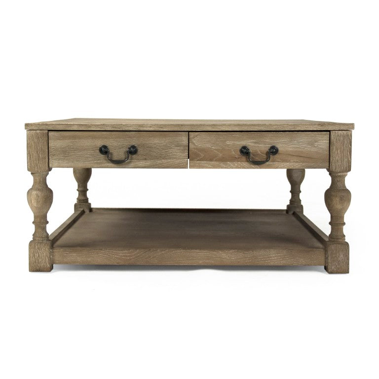 Zentique Eros Solid Oak Coffee Table — Minimalist Low-Profile 39.5" Round Table, Hand-Finished Warm Wood Elegance CT755