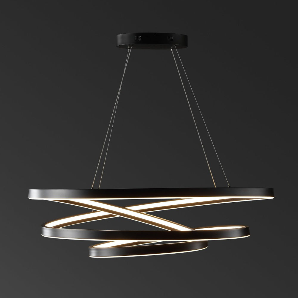 Safavieh BRIANNE Infinity Chandelier - Modern Sculptural Lighting for Contemporary Home Elegance and Style Black CTL1000A