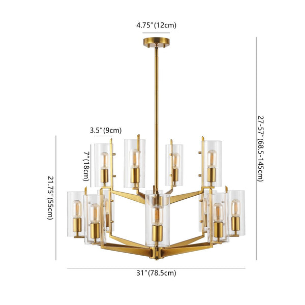 Safavieh JENNICA Glass Chandelier in Gold – Luxurious Multi-Tiered Design for Dining Rooms & Living Spaces CTL1008A