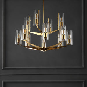 Safavieh JENNICA Glass Chandelier in Gold – Luxurious Multi-Tiered Design for Dining Rooms & Living Spaces CTL1008A