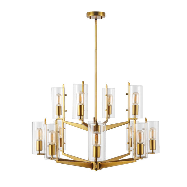 Safavieh JENNICA Glass Chandelier in Gold – Luxurious Multi-Tiered Design for Dining Rooms & Living Spaces CTL1008A
