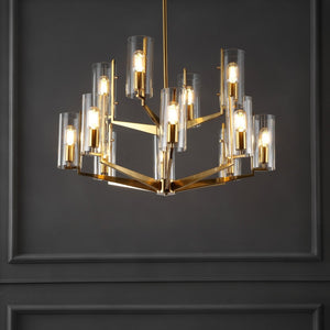 Safavieh JENNICA Glass Chandelier in Gold – Luxurious Multi-Tiered Design for Dining Rooms & Living Spaces CTL1008A