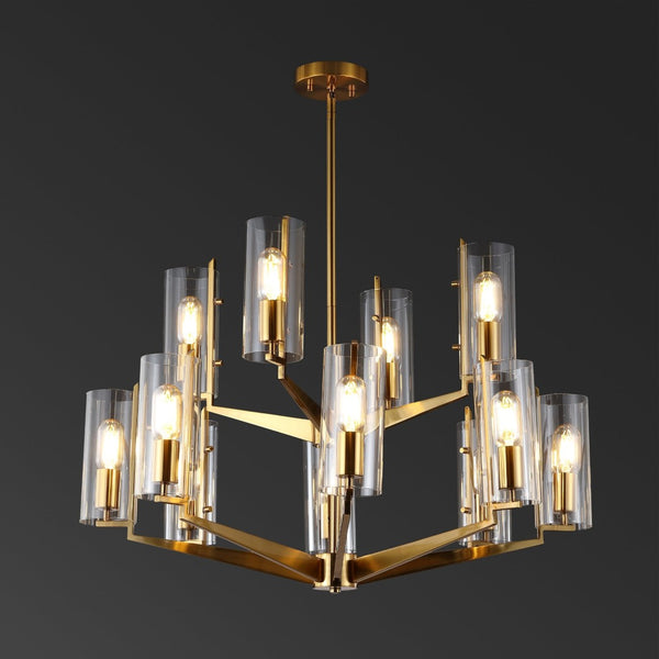 Safavieh JENNICA Glass Chandelier in Gold – Luxurious Multi-Tiered Design for Dining Rooms & Living Spaces CTL1008A