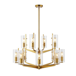 Safavieh JENNICA Glass Chandelier in Gold – Luxurious Multi-Tiered Design for Dining Rooms & Living Spaces CTL1008A
