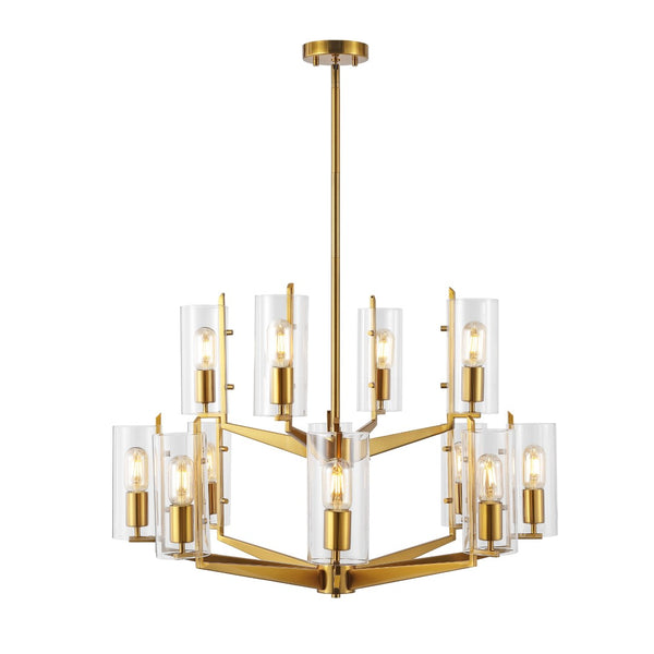 Safavieh JENNICA Glass Chandelier in Gold – Luxurious Multi-Tiered Design for Dining Rooms & Living Spaces CTL1008A