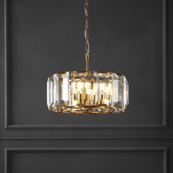 Safavieh SYMONE Glas Chandelier in Gold - Exquisite Crystal Lighting Fixture for Modern & Classic Interiors CTL1010A
