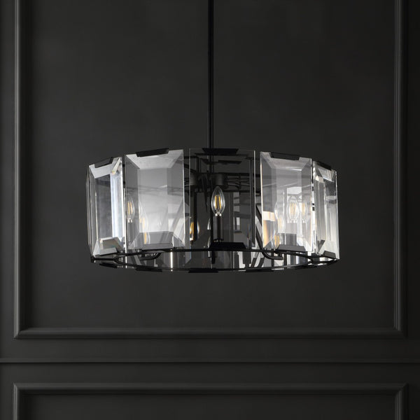 Safavieh ESPERANZA Black Crystal Chandelier – Elegant Illumination for Dining Rooms and Modern Interiors CTL1012A