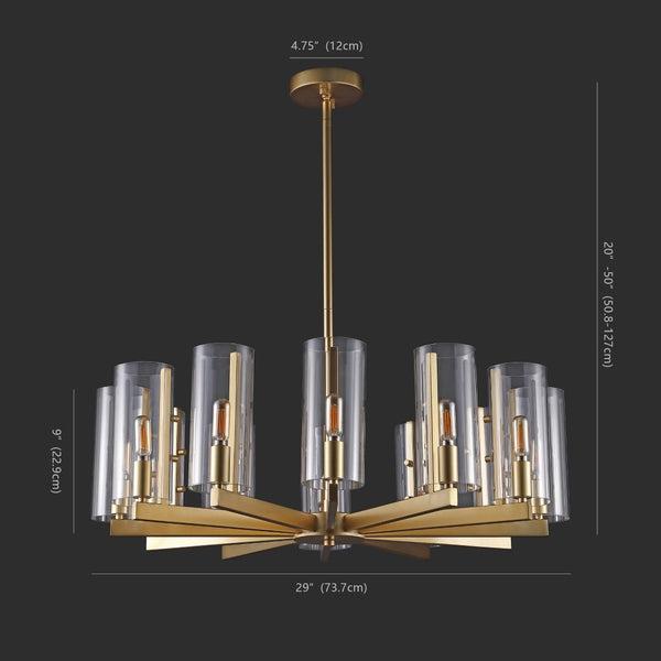 Safavieh BENICIO Gold Chandelier – Luxurious Multi-Arm Design with Glass Accents for Dining and Living Spaces CTL1014A