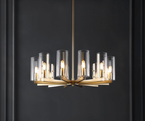 Safavieh BENICIO Gold Chandelier – Luxurious Multi-Arm Design with Glass Accents for Dining and Living Spaces CTL1014A