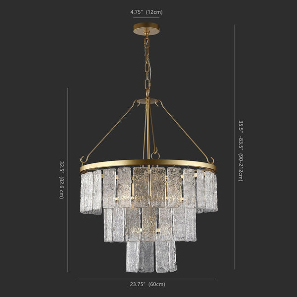 Safavieh MARJORY 3-Tier Chandelier in Gold - Luxurious Glass Panels for Elegant Living Room & Dining Spaces CTL1015A