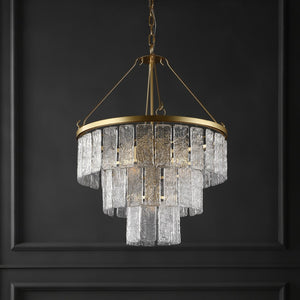 Safavieh MARJORY 3-Tier Chandelier in Gold - Luxurious Glass Panels for Elegant Living Room & Dining Spaces CTL1015A