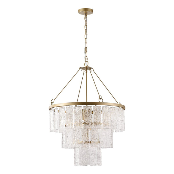 Safavieh MARJORY 3-Tier Chandelier in Gold - Luxurious Glass Panels for Elegant Living Room & Dining Spaces CTL1015A