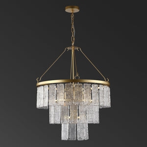 Safavieh MARJORY 3-Tier Chandelier in Gold - Luxurious Glass Panels for Elegant Living Room & Dining Spaces CTL1015A
