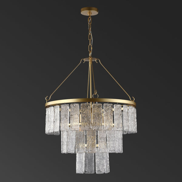 Safavieh MARJORY 3-Tier Chandelier in Gold - Luxurious Glass Panels for Elegant Living Room & Dining Spaces CTL1015A