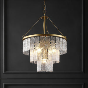 Safavieh MARJORY 3-Tier Chandelier in Gold - Luxurious Glass Panels for Elegant Living Room & Dining Spaces CTL1015A