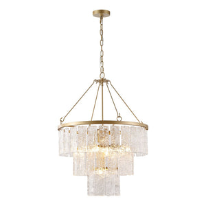 Safavieh MARJORY 3-Tier Chandelier in Gold - Luxurious Glass Panels for Elegant Living Room & Dining Spaces CTL1015A